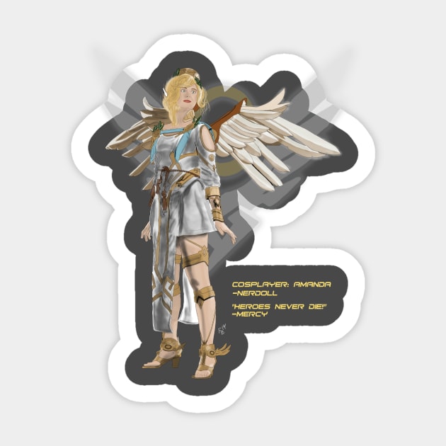 Cosplay Painting - Mercy Sticker by ComicManiac